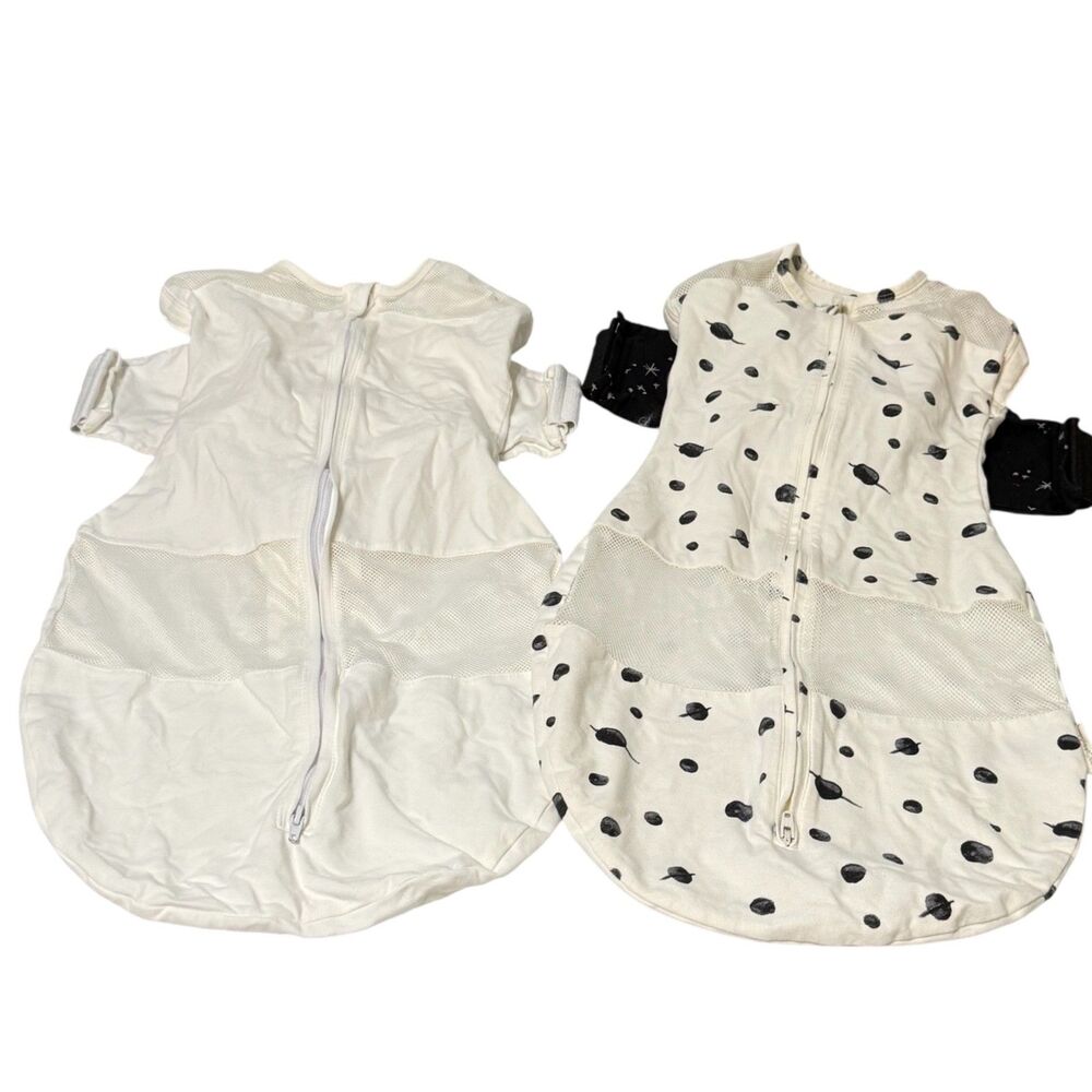 Lot 2 Happiest Baby SNOO Sleep Sack Swaddle 100% Organic Cotton Planets White, L